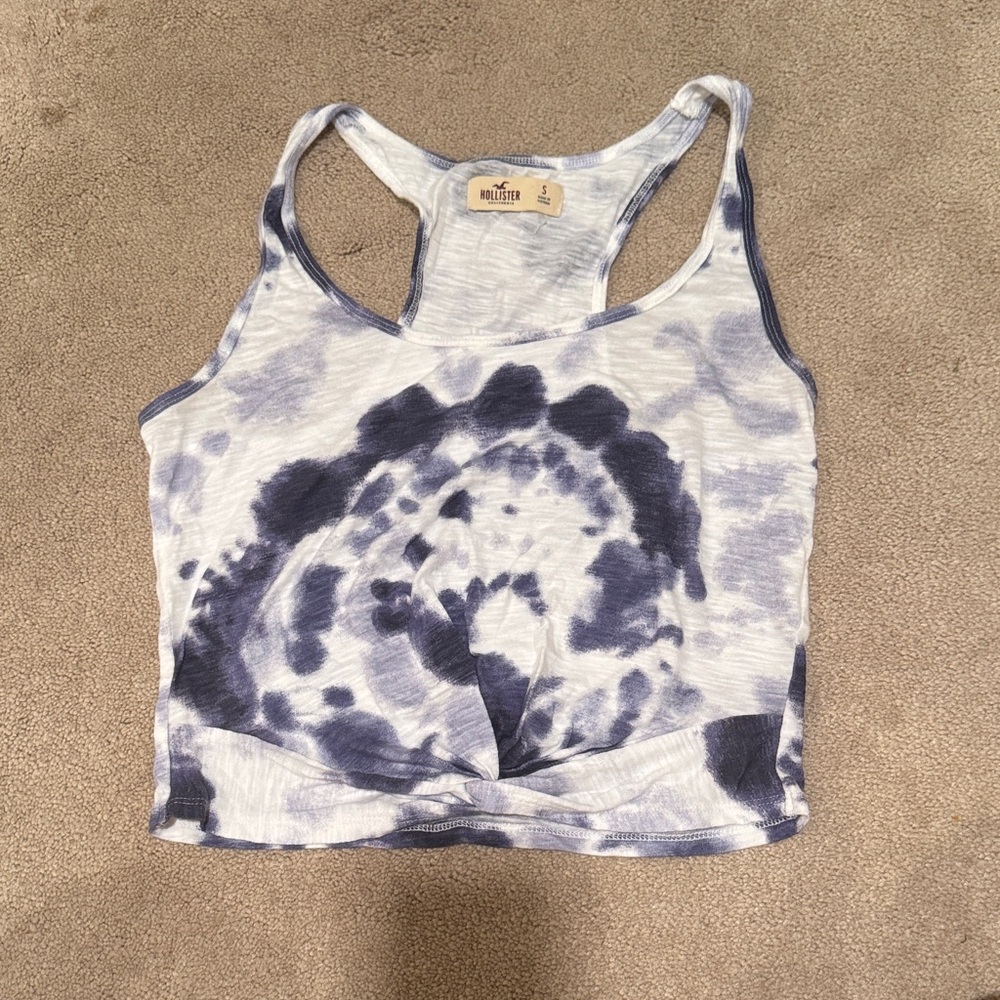 Hollister White and Blue Swirl Tank Top